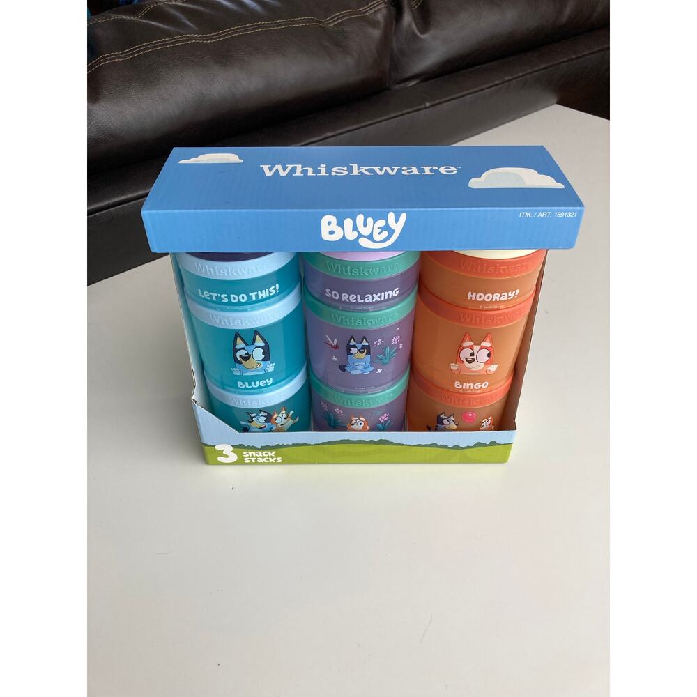 Bluey Whiskware snack containers 3 pack BPA and Phthalate-free Dishwasher Safe